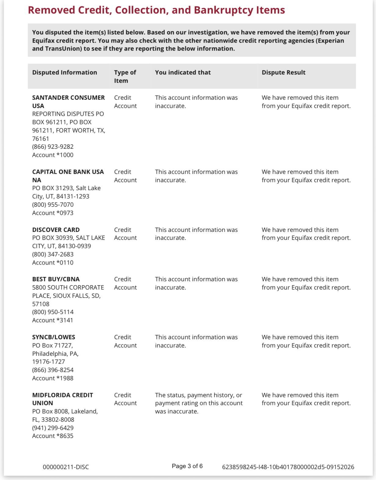 Equifax deletion letter